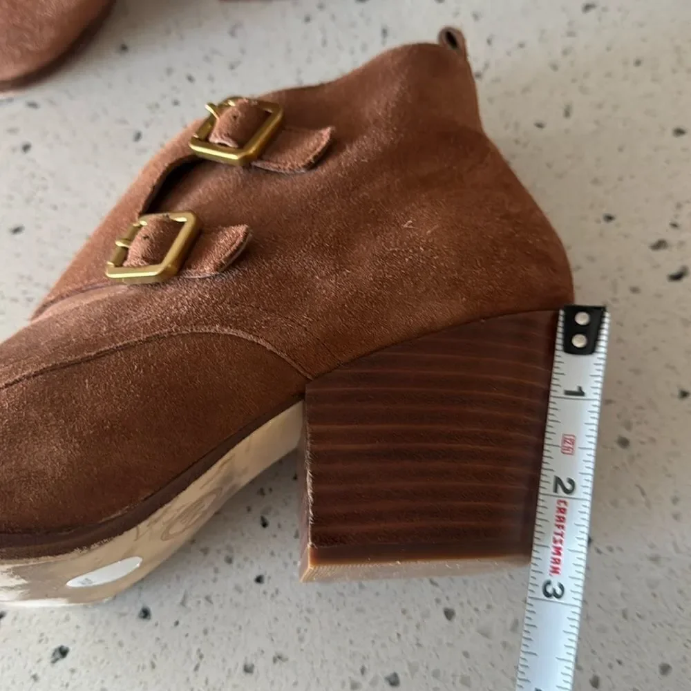 Michael Michael Kors Loni Ankle Bootie Luggage Suede Leather Western heel Size 8